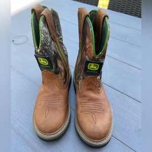 John Deere kids western boot tan camo size 13 boys